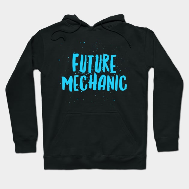 Future Mechanic Blue Text Boys Hoodie by AstroGearStore